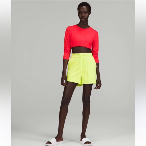 lululemon athletica Pants - Lululemon Electric Yellow Loungeful Athletic Shorts, High Rise, size 8, EUC